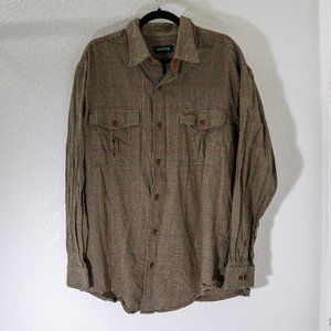 Orvis Button Down Brown and Tan Houndstooth Pattern (Never worn) Size Large